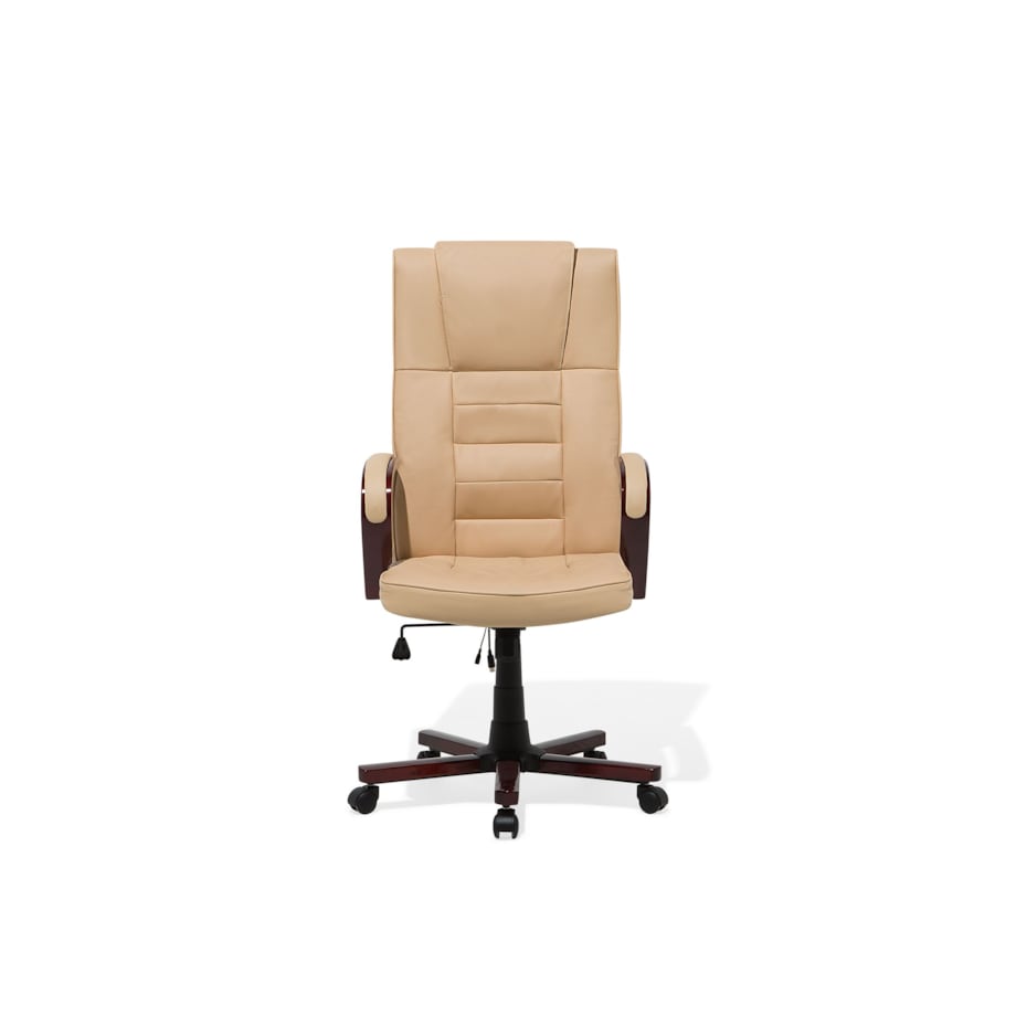Fotel biurowy regulowany z funkcją masażu skórzany beżowy DIAMOND