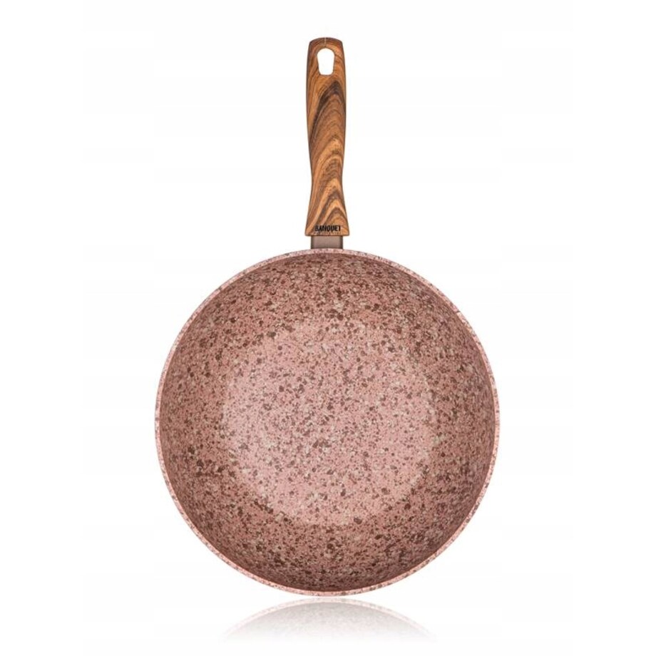 PATELNIA WYSOKA GŁĘBOKA wok 28 cm brązowa banquet aluminiowa do pieczenia