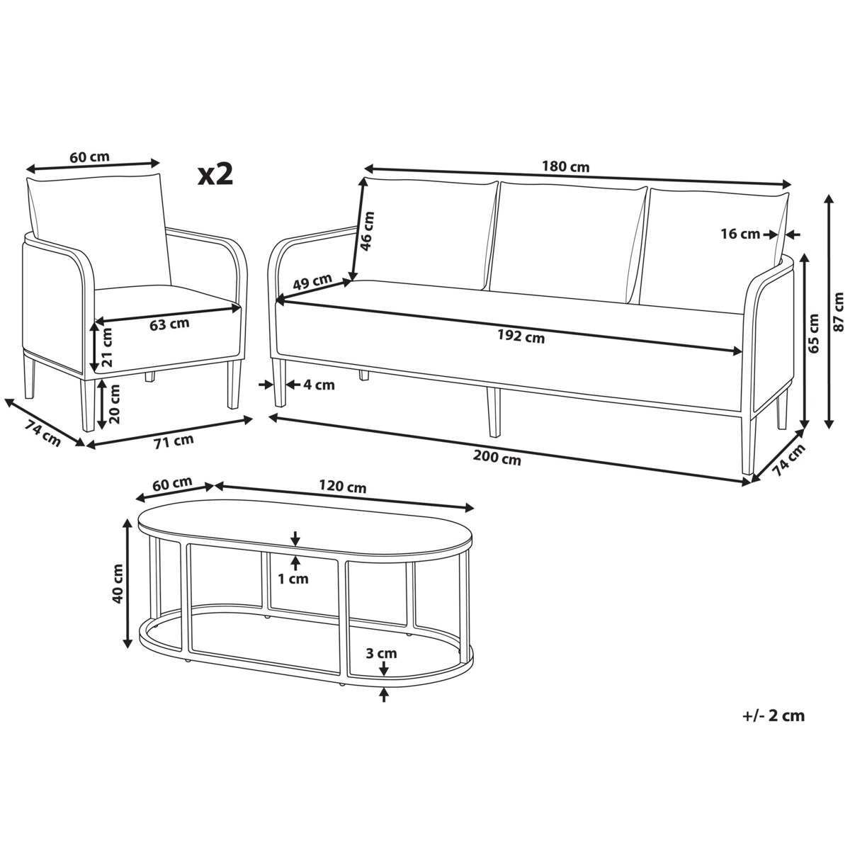 Zestaw ogrodowy 5-osobowy złamana biel MONTEFALCO