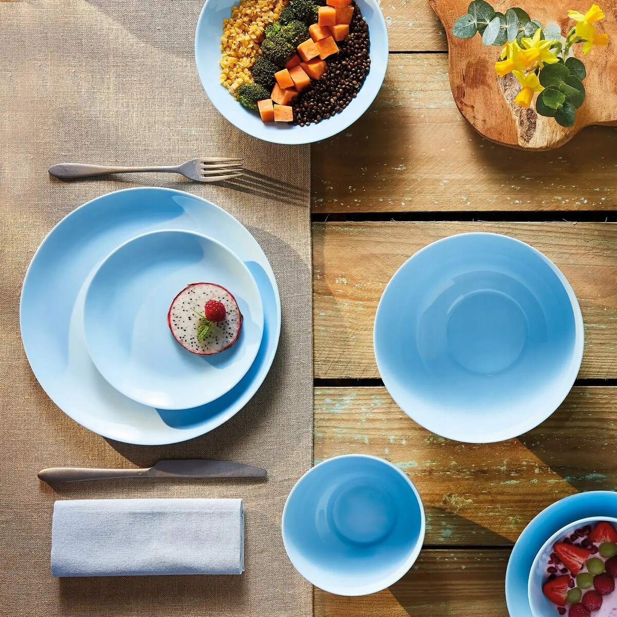 TALERZE DESEROWE 6szt x 19 cm NIEBIESKIE luminarc na ciasta desery jedzenie