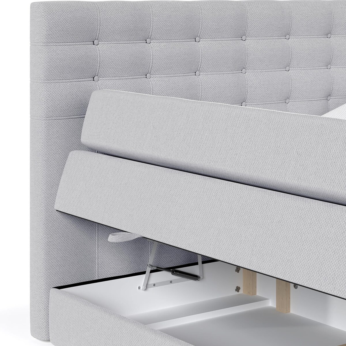 Łóżko kontynentalne STATE 120x200 z pojemnikiem, Jasny Szary, tkanina Megan 364