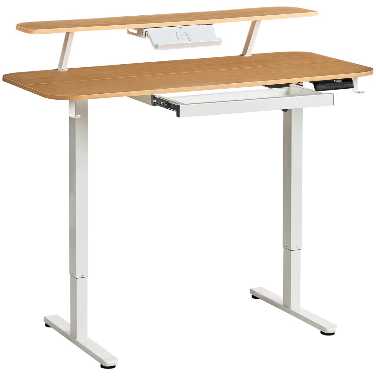 Biurko regulowane elektrycznie WILBANKS Jasny brąz/ biały 120 cm 60 cm Z portem USB