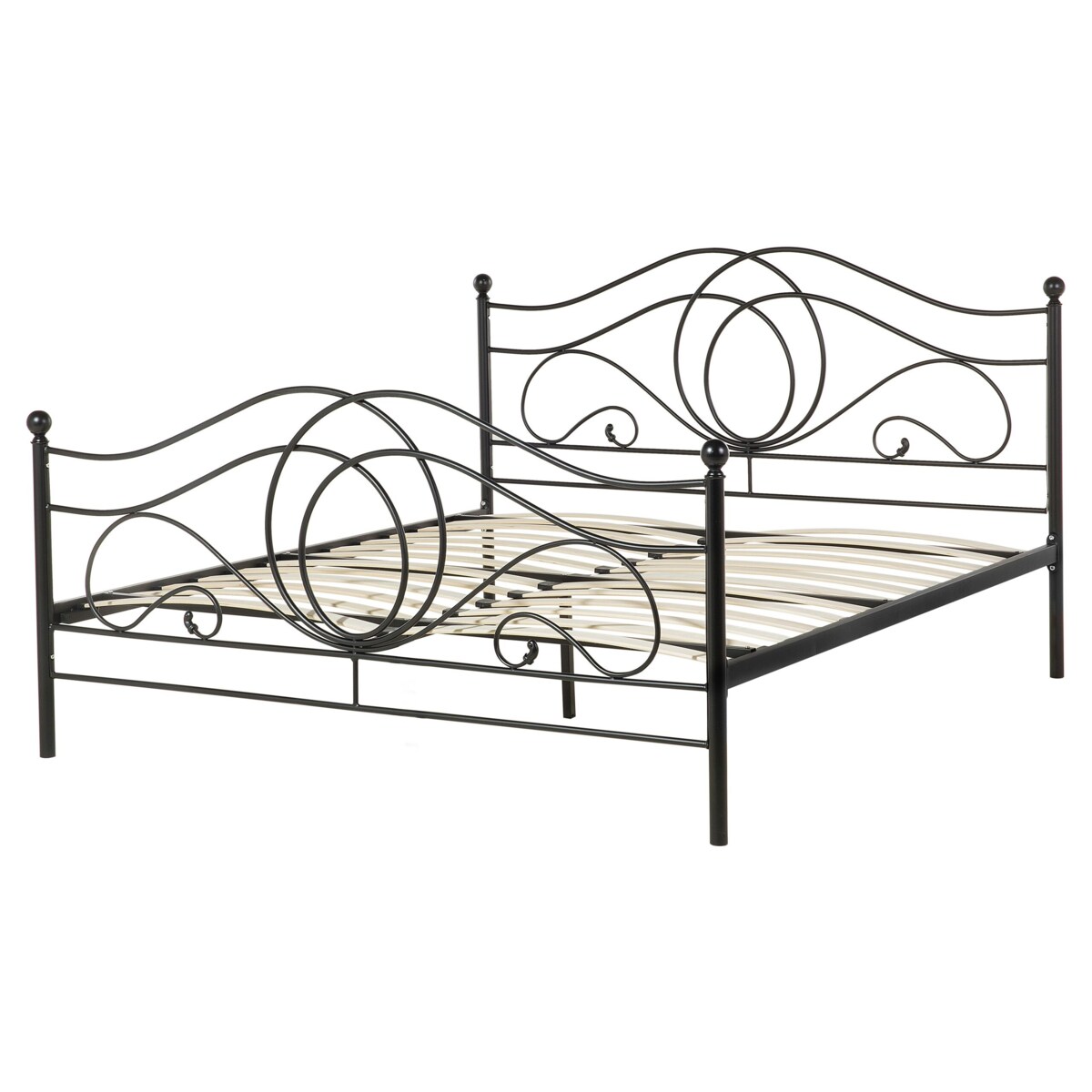 Łóżko metalowe 160 x 200 cm czarne LYRA