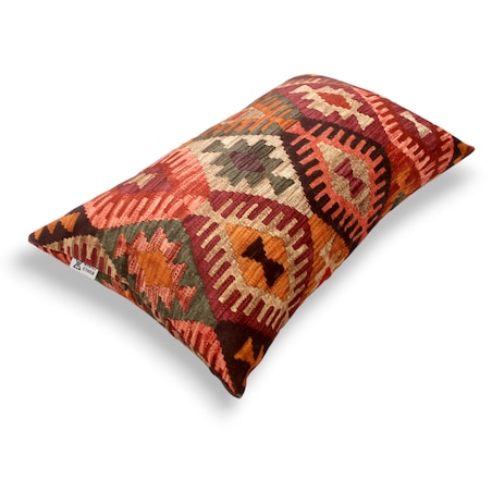 Czerwona poduszka welurowa Aztek Boho 30x50 cm