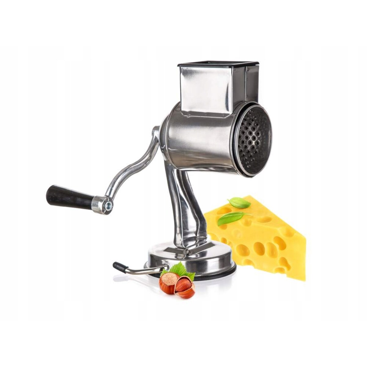 MŁYNEK RĘCZNY do mielenia orzechów bakalii bułki na prezent z przyssawką