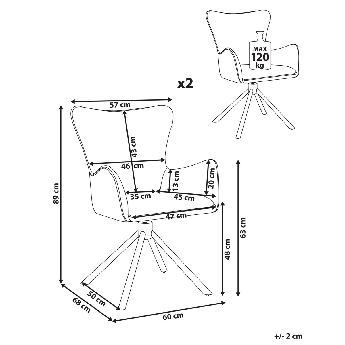 Zestaw 2 krzeseł do jadalni Obrotowy NOVI Boucle Jasnobeżowy