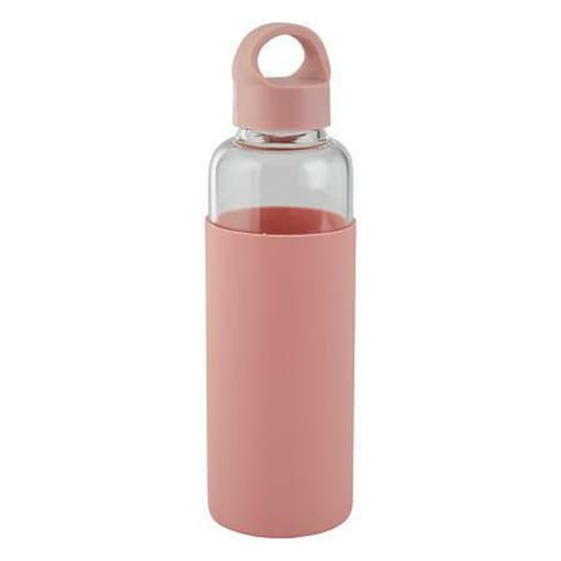 Butelka szklana z pokrowcem RÓŻOWA