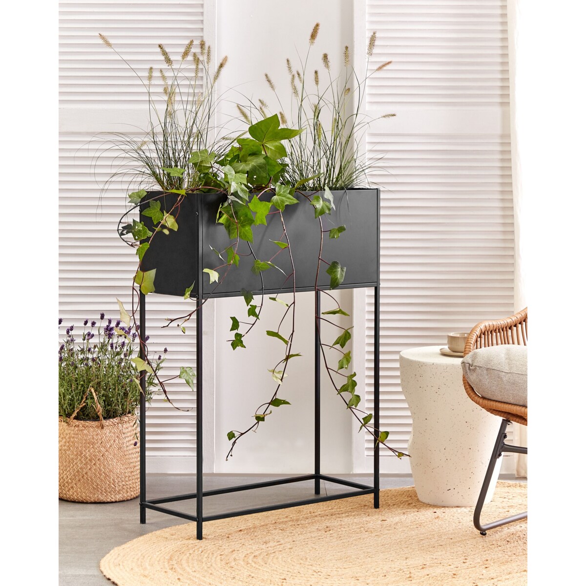 Donica na nóżkach TAPIEN Metal 70 cm Czarny