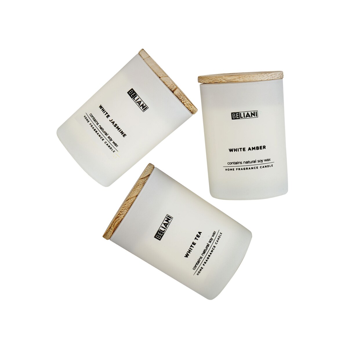 3 świece zapachowe sojowe biały bursztyn/ biała herbata/ biały jaśmin SIMPLICITY