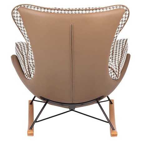 Wygodny fotel bujany Otilia tapicerowany brązowa pepitka, King Home