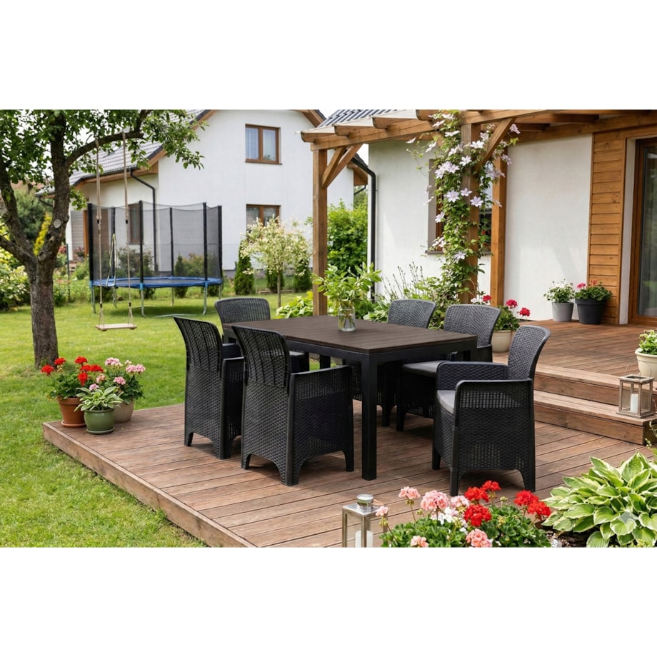 Zestaw Mebli Ogrodowych Na Taras Ogród Technorattan Czarny Popiel