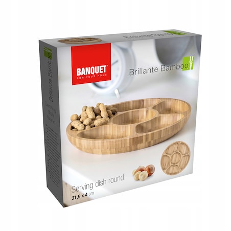 PATERA Z BAMBUSA drewno 31cm na stół prezent przekąski oliwki orzeszki box