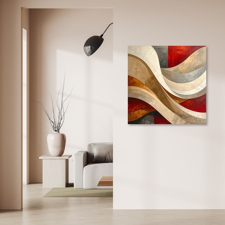 Obraz do salonu sypialni biura loftu, Abstrakcja linie tekstury beżowy czerwony