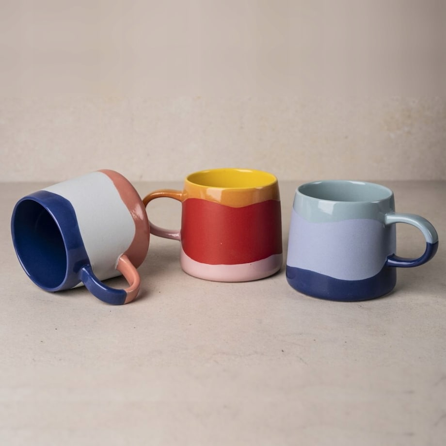 KUBEK CERAMICZNY NA KAWĘ HERBATĘ GRANATOWO-BIAŁY Z UCHWYTEM 400 ML PREZENT UPOMINEK DLA KOBIETY MAMY ŻONY BABCI DZIEWCZYNY KOLEŻANKI NIEJ