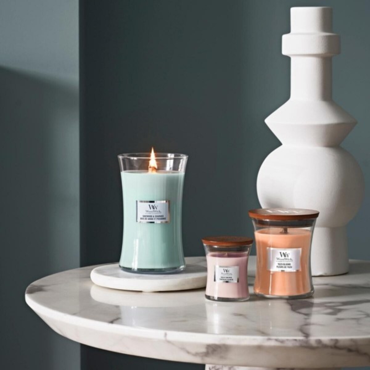 WoodWick świeca duża SAGEWOOD & SEAGRASS