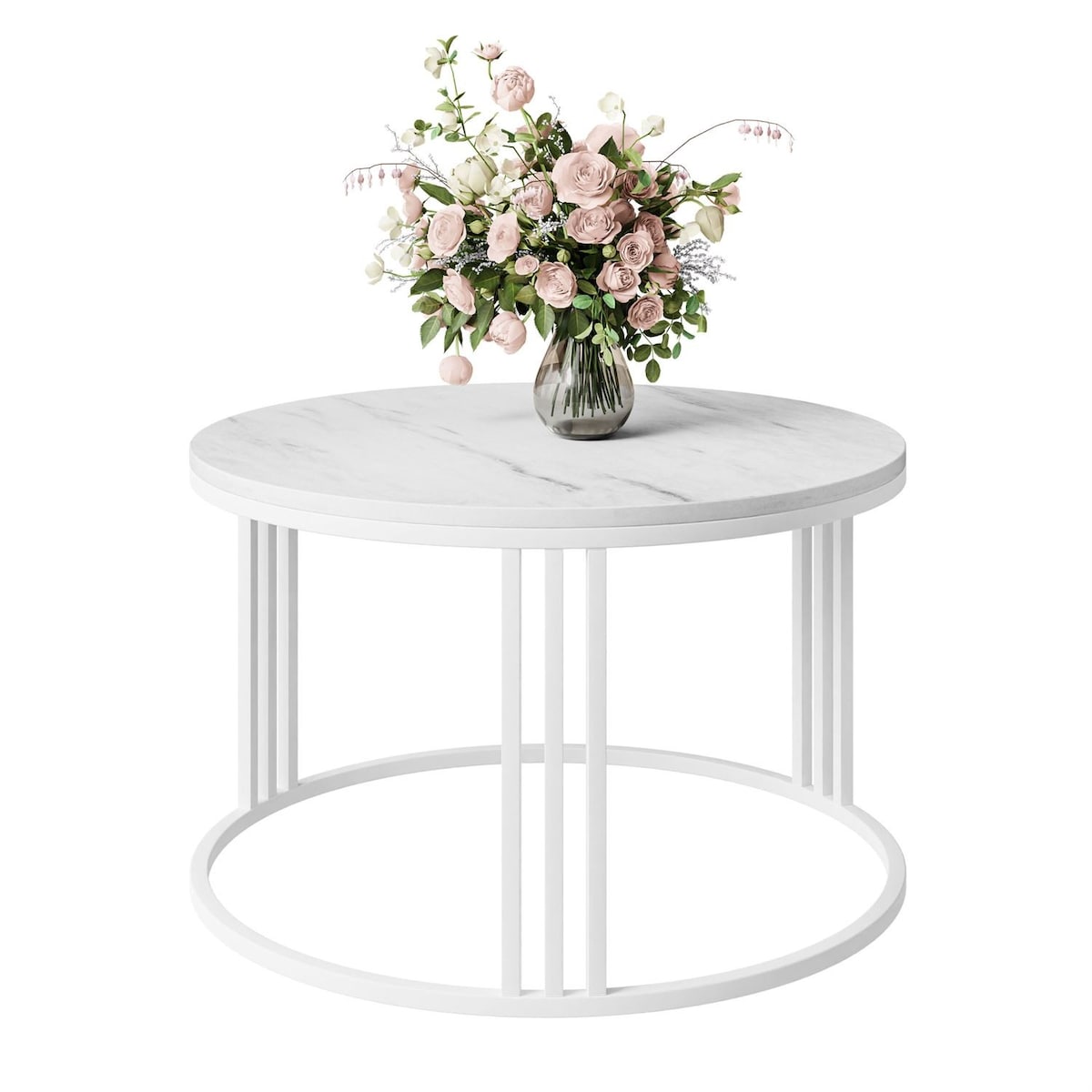 Okrągły stolik kawowy LORI biały marmur levanto