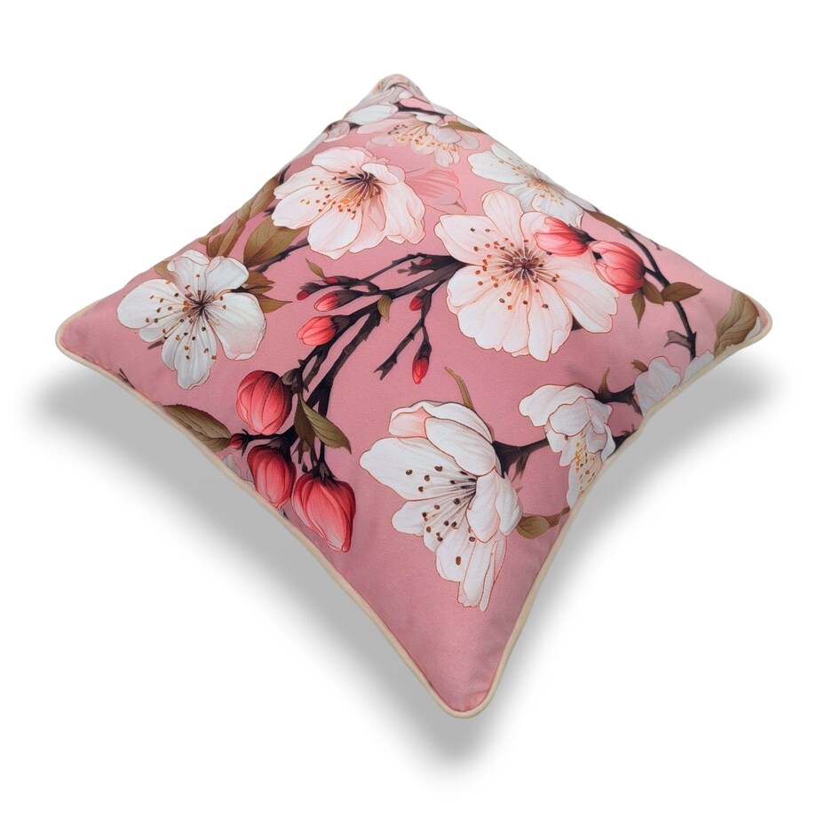 Różowa poduszka dekoracyjna w kwiaty wiśni 45x45 Floral Vintage