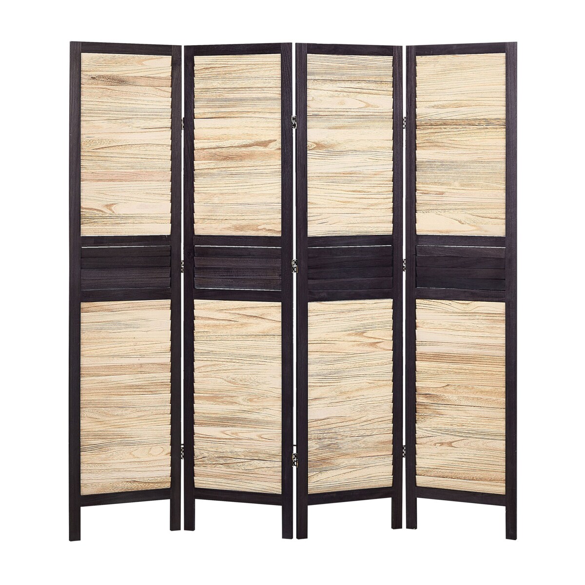 4-panelowy składany parawan pokojowy drewniany 170 x 164 cm jasne drewno BRENNERBAD