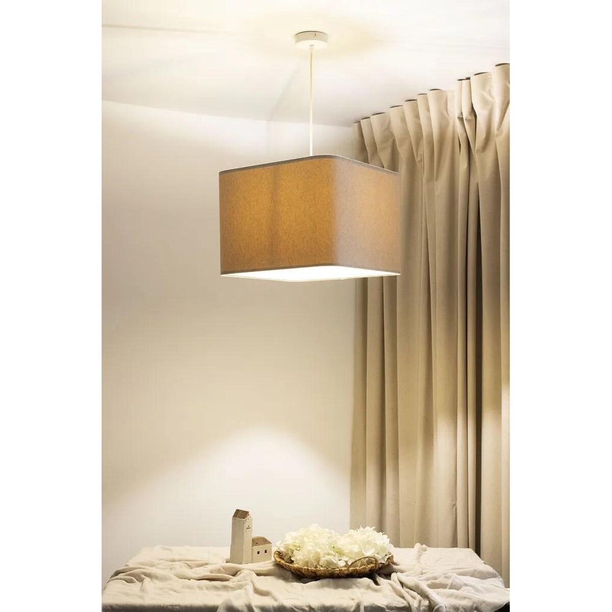 Lampa wisząca KWADRO LEN 007-40w25 jasnobeżowa