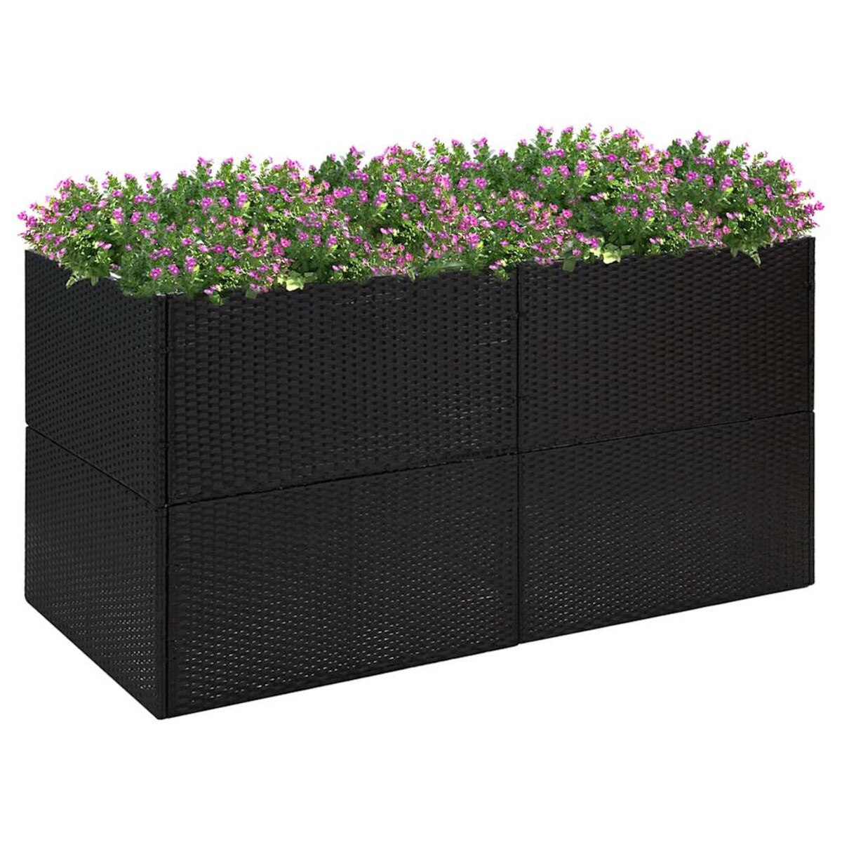 vidaXL Donica ogrodowa, czarna, 157x80x80 cm, rattan PE