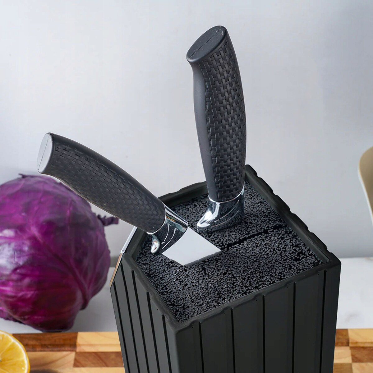 Blok Na Noże Kuchenne Stojak Uniwersalny Wkład Pręciki 22Cm Czarny