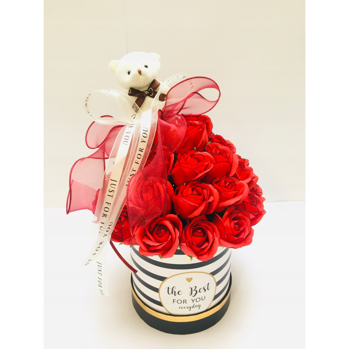 FLOWER BOX DUŻY pachnie kwiaty mydlane róża miś na urodziny dzień kobiet 18