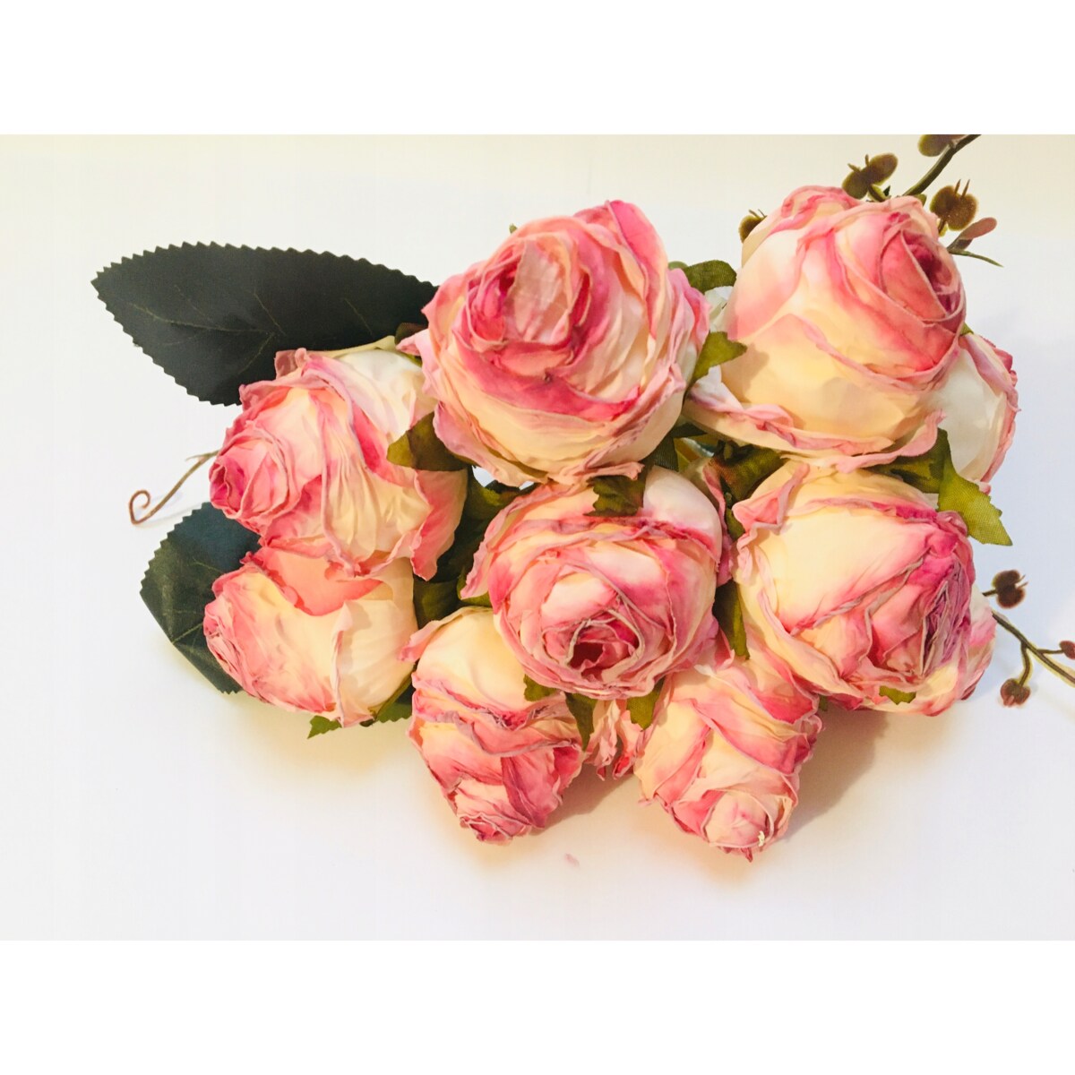 BUKIET róże sztuczne liście na dekoracje stroik wianek do wazonu święta pik