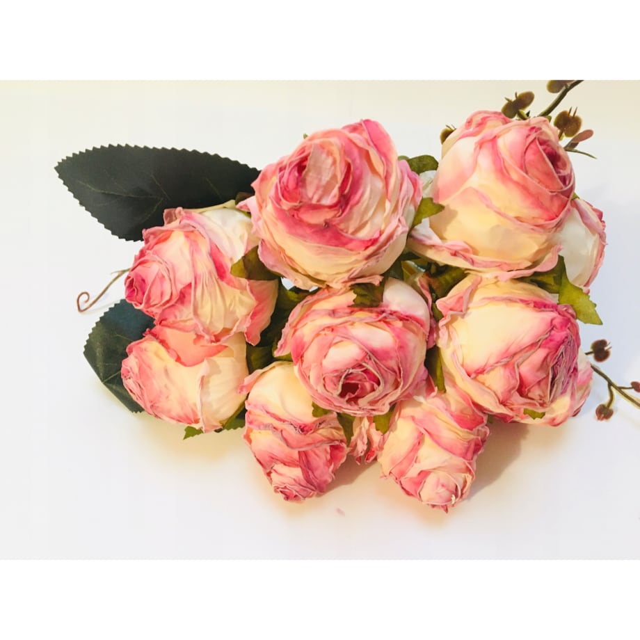 BUKIET róże sztuczne liście na dekoracje stroik wianek do wazonu święta pik