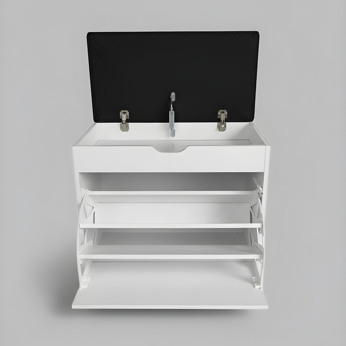 Szafka na buty z siedziskiem i wysuwanymi półkami VAULT, 57 x 30 x 53 cm