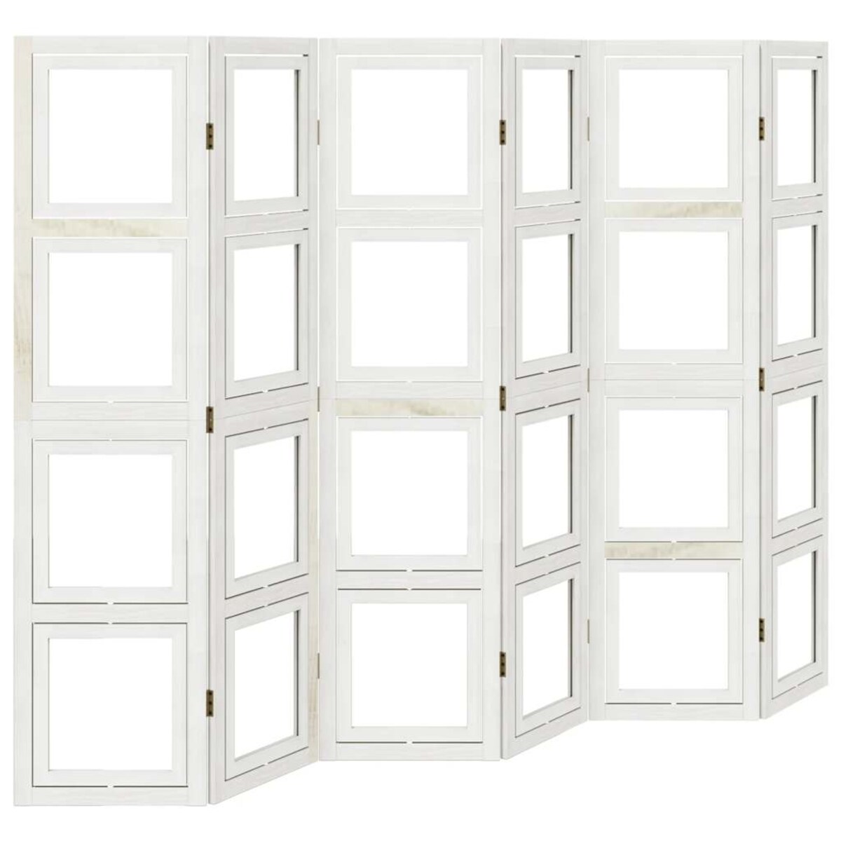 vidaXL Parawan pokojowy, 6-panelowy, biały, lite drewno paulowni