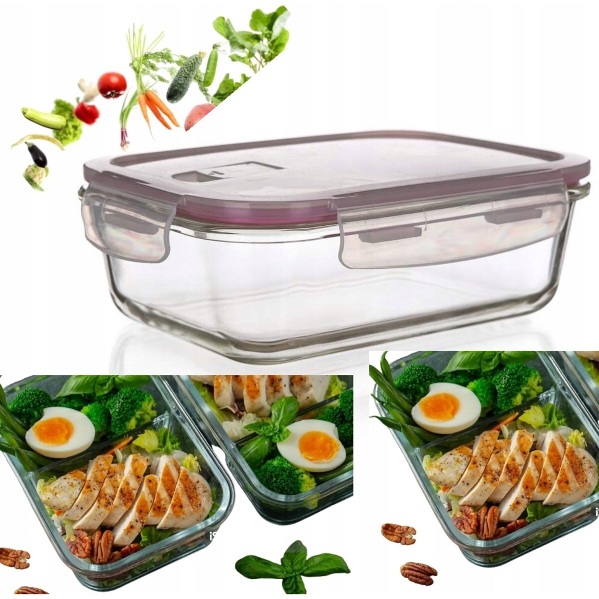 POJEMNIK SZKLANY HERMETYCZNY zamykany na jedzenie lunch box 1450ml banquet