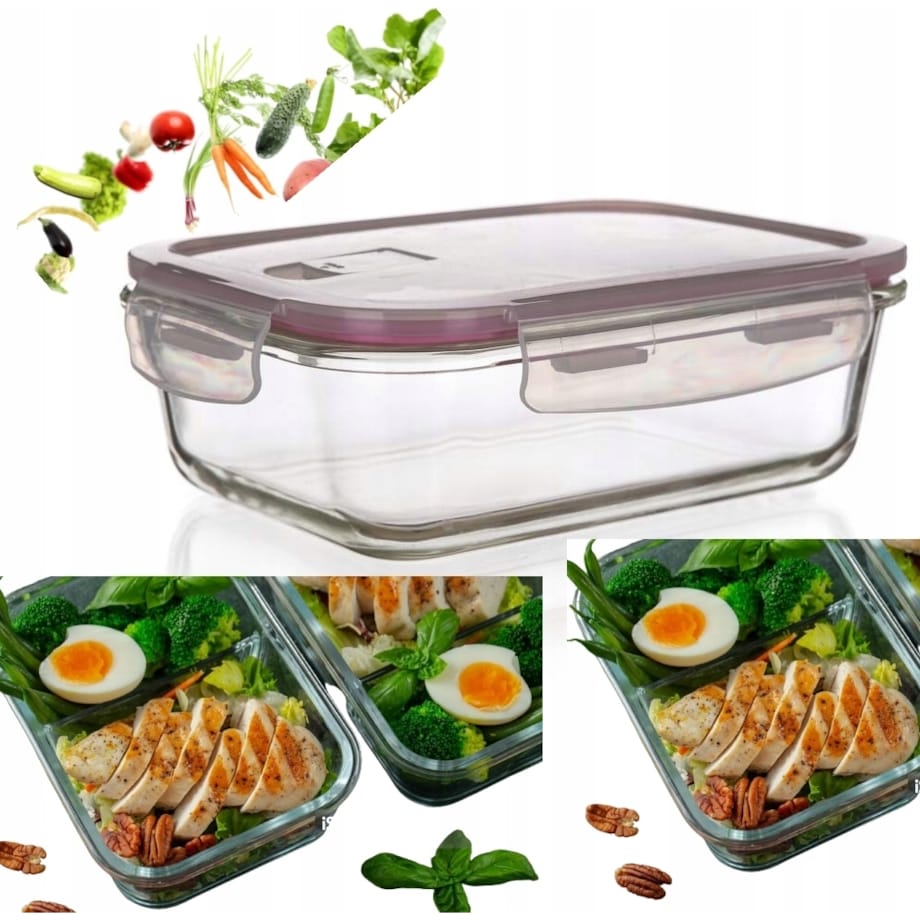 POJEMNIK SZKLANY HERMETYCZNY zamykany na jedzenie lunch box 1450ml banquet