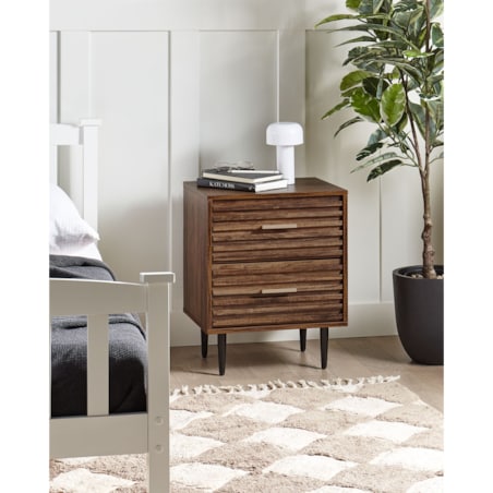 Szafka nocna 2 szuflady MDF Ciemne drewno KEITH