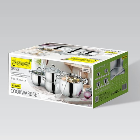 Zestaw garnków garnki komplet 8-ele 2L / 2.8L / 3.8L / 6.4L MAESTRO