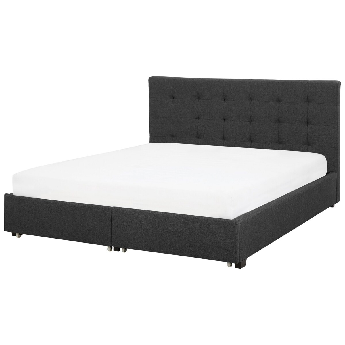 Łóżko z szufladami tapicerowane 180 x 200 cm ciemnoszare LA ROCHELLE