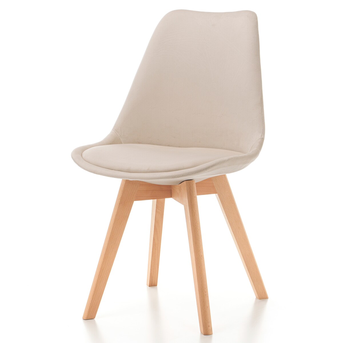 Krzesło skandynawskie z poduszką welurowe DUBLIN beżowe
