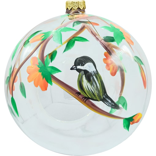 Bombka choinkowa: Lampion: ptak i kwiaty