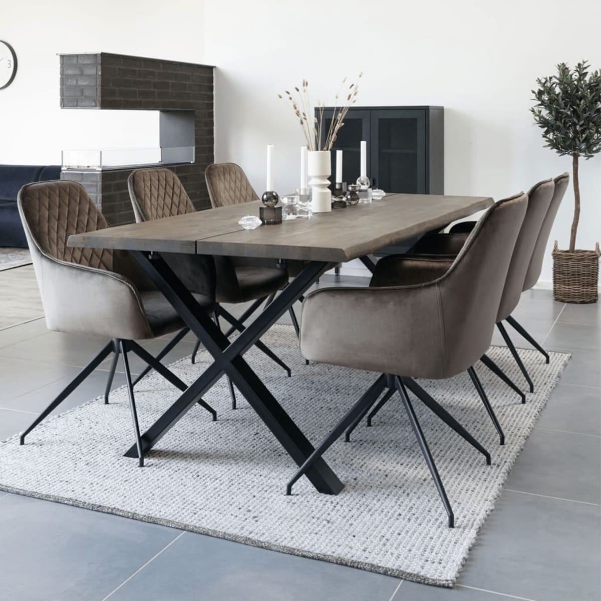 House Nordic Krzesło stołowe Ava, obrotowe, szarobrązowe