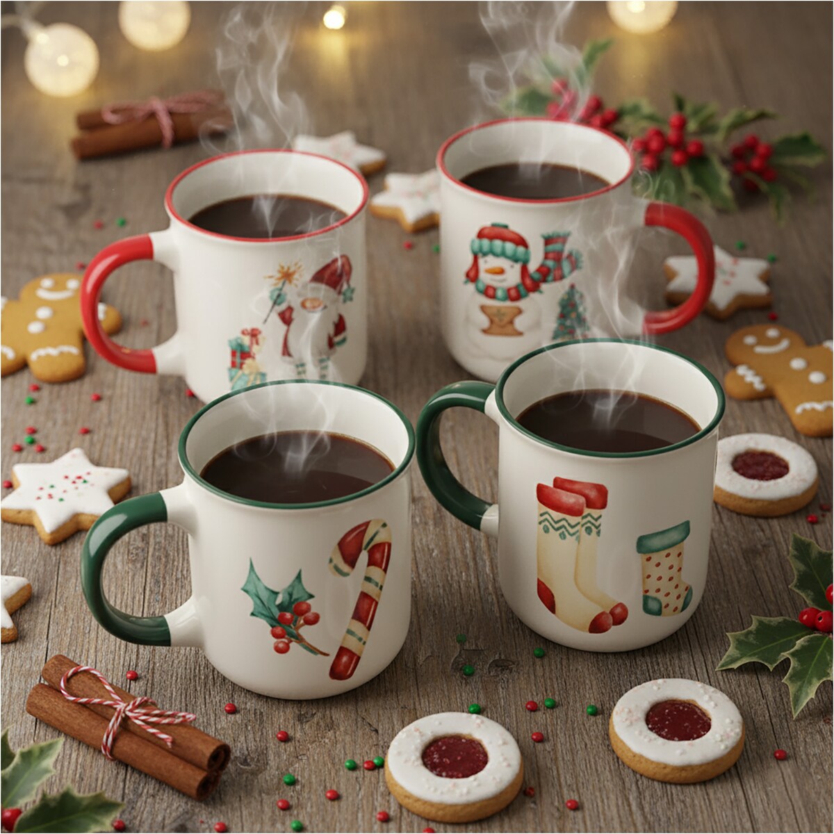 Kubki Świąteczne Zestaw Kubków Świątecznych 4 Szt X 200 Ml