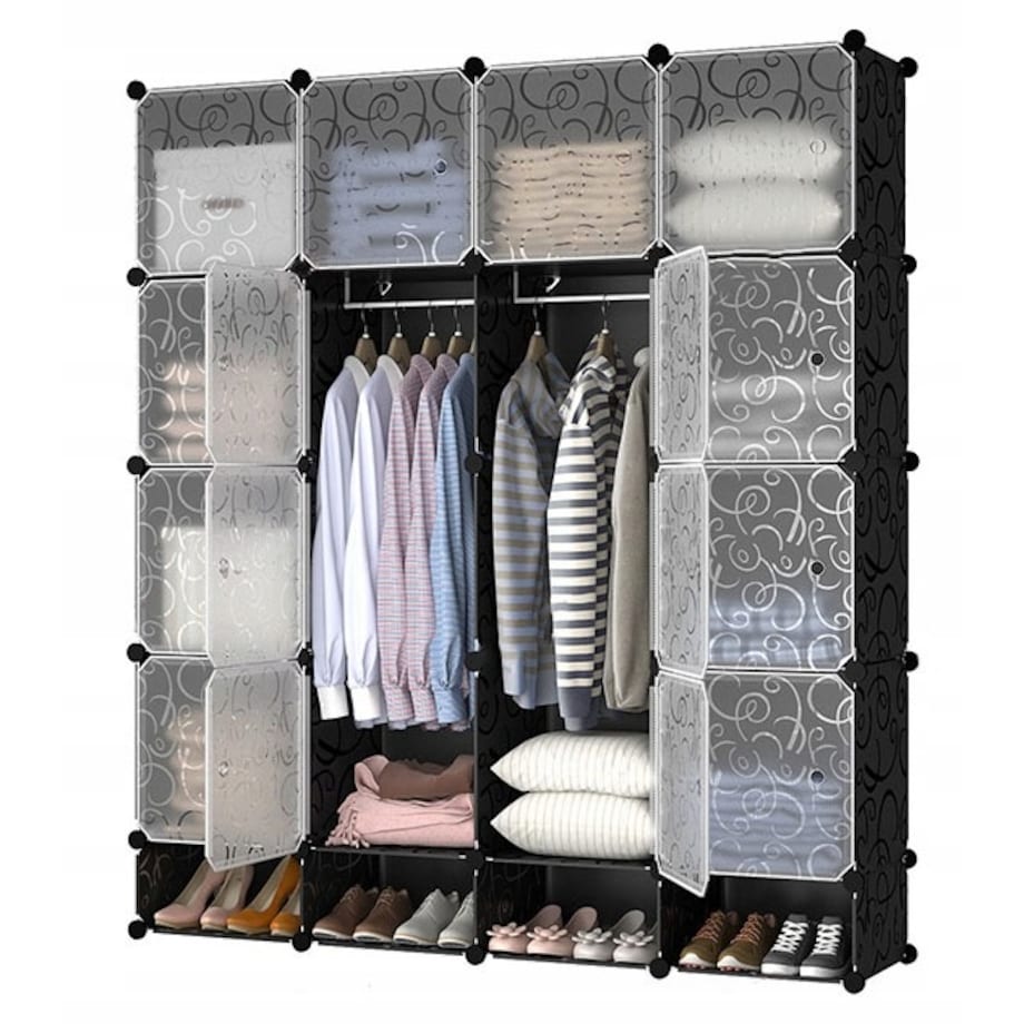 Duża modułowa szafa garderoba półka wieszak xxl czarna wysoka pojemna