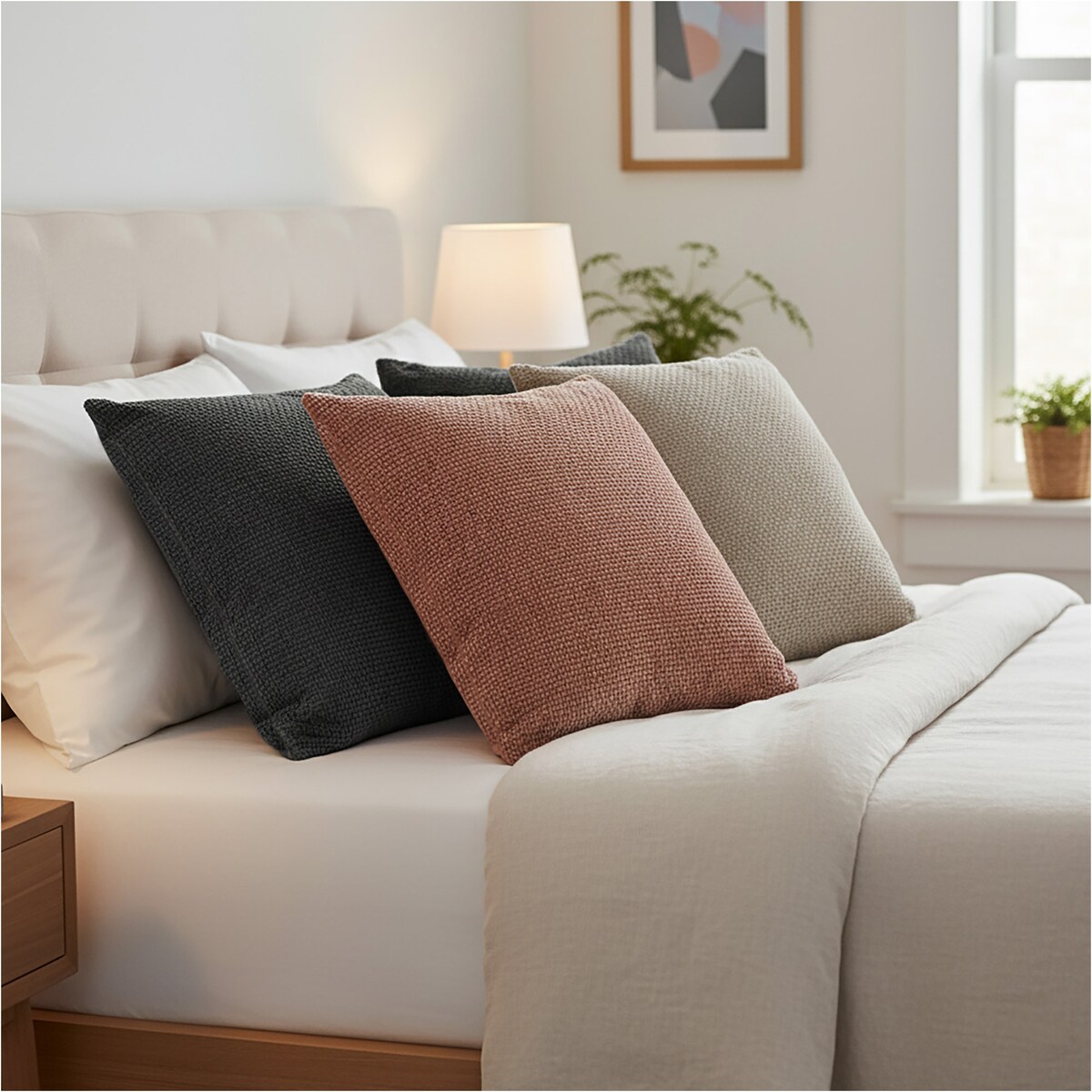 Poduszka Z Wkładem Ozdobna Jesienna Dekoracyjna 45X45 Cm Szara