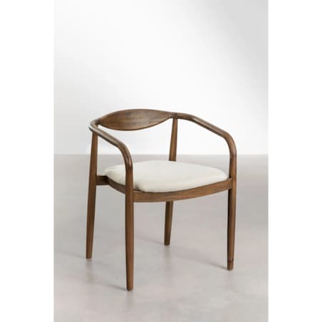 Krzesło z drewna z szenilowym siedziskiem Mallory brązowe