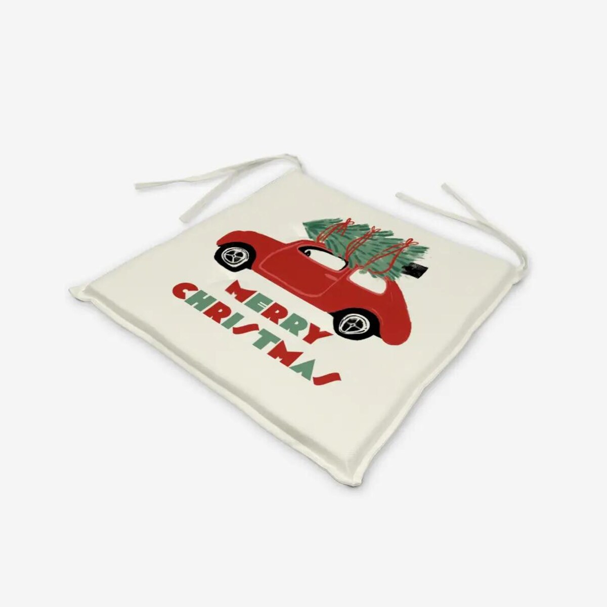 Poduszka świąteczna na krzesło - Świąteczny samochód - Merry Christmas