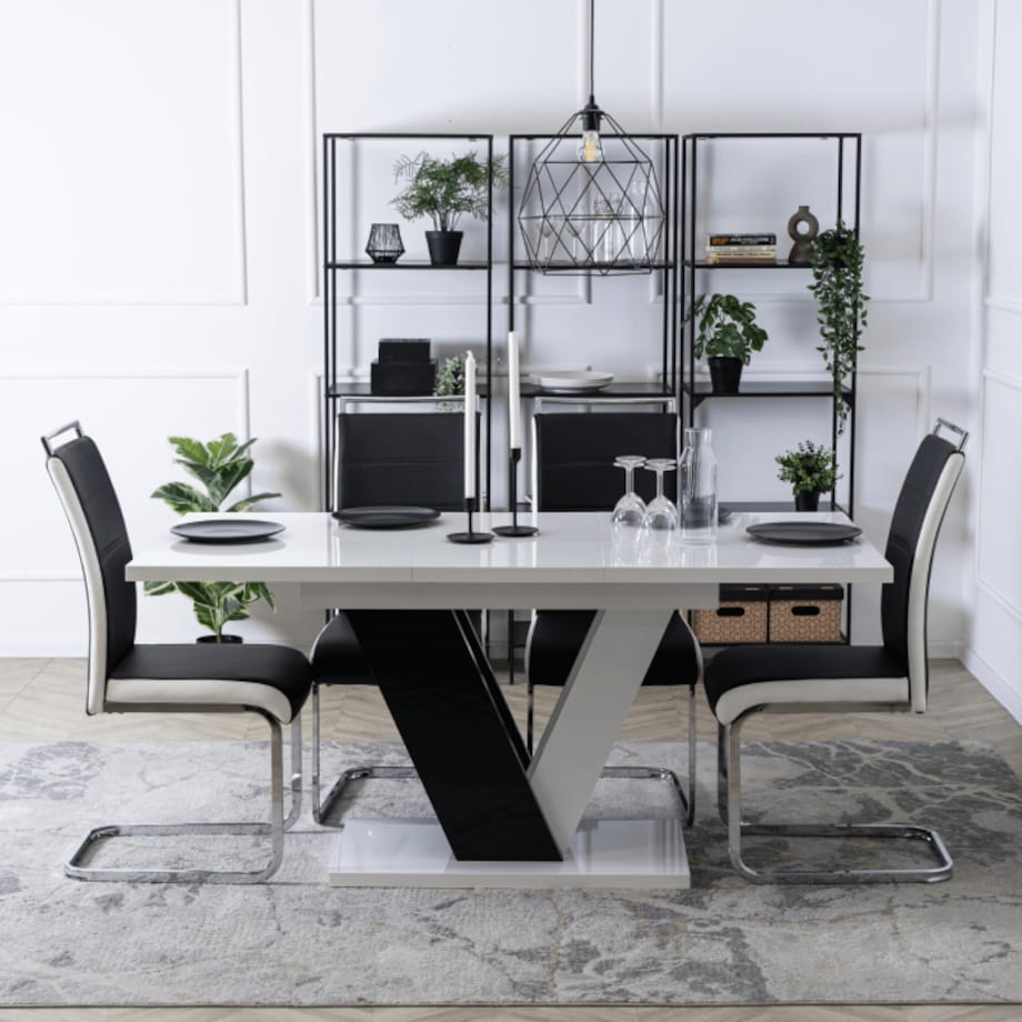 Krzesło Tapicerowane Do Jadalni Czarno-Białe Na Płozach LOCA