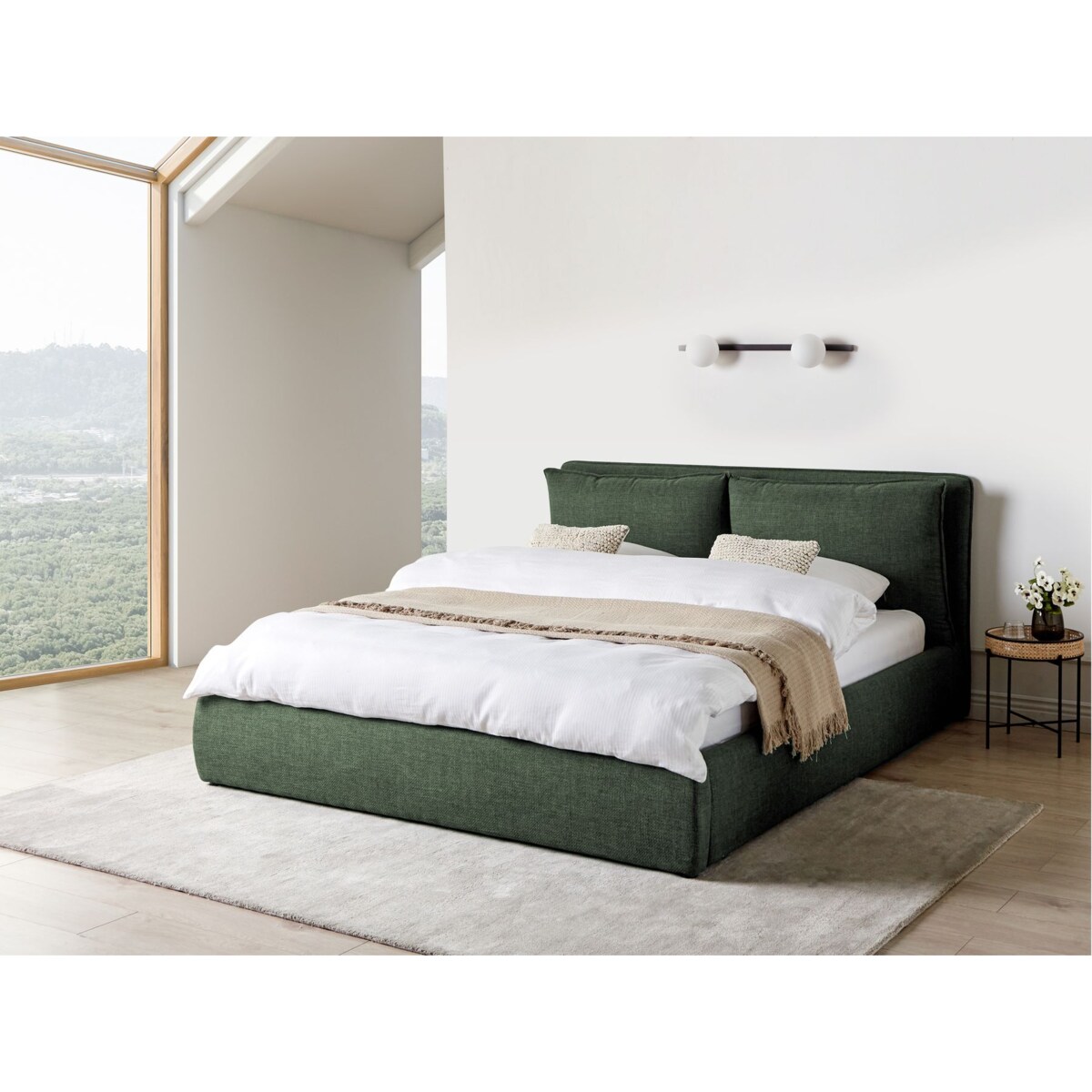 Łóżko z pojemnikiem BAJONNA 180 x 200 cm Ciemnozielony