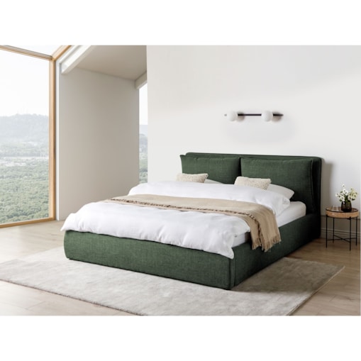 Łóżko z pojemnikiem BAJONNA 180 x 200 cm Ciemnozielony