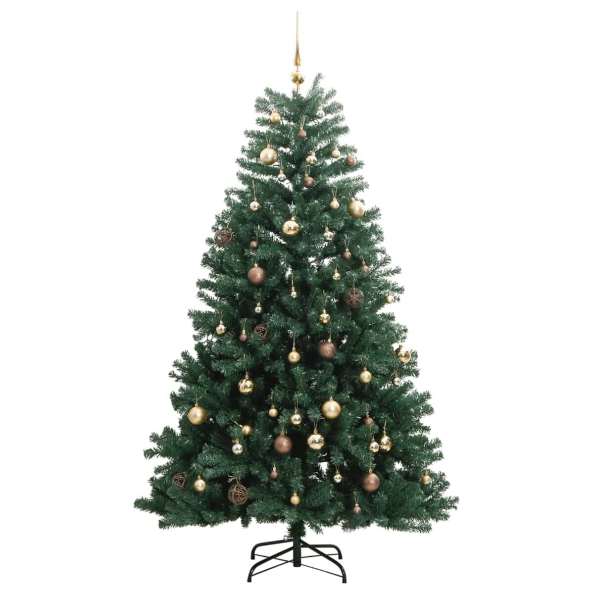 vidaXL Sztuczna choinka na zawiasach, 300 lampek LED i bombki, 210 cm
