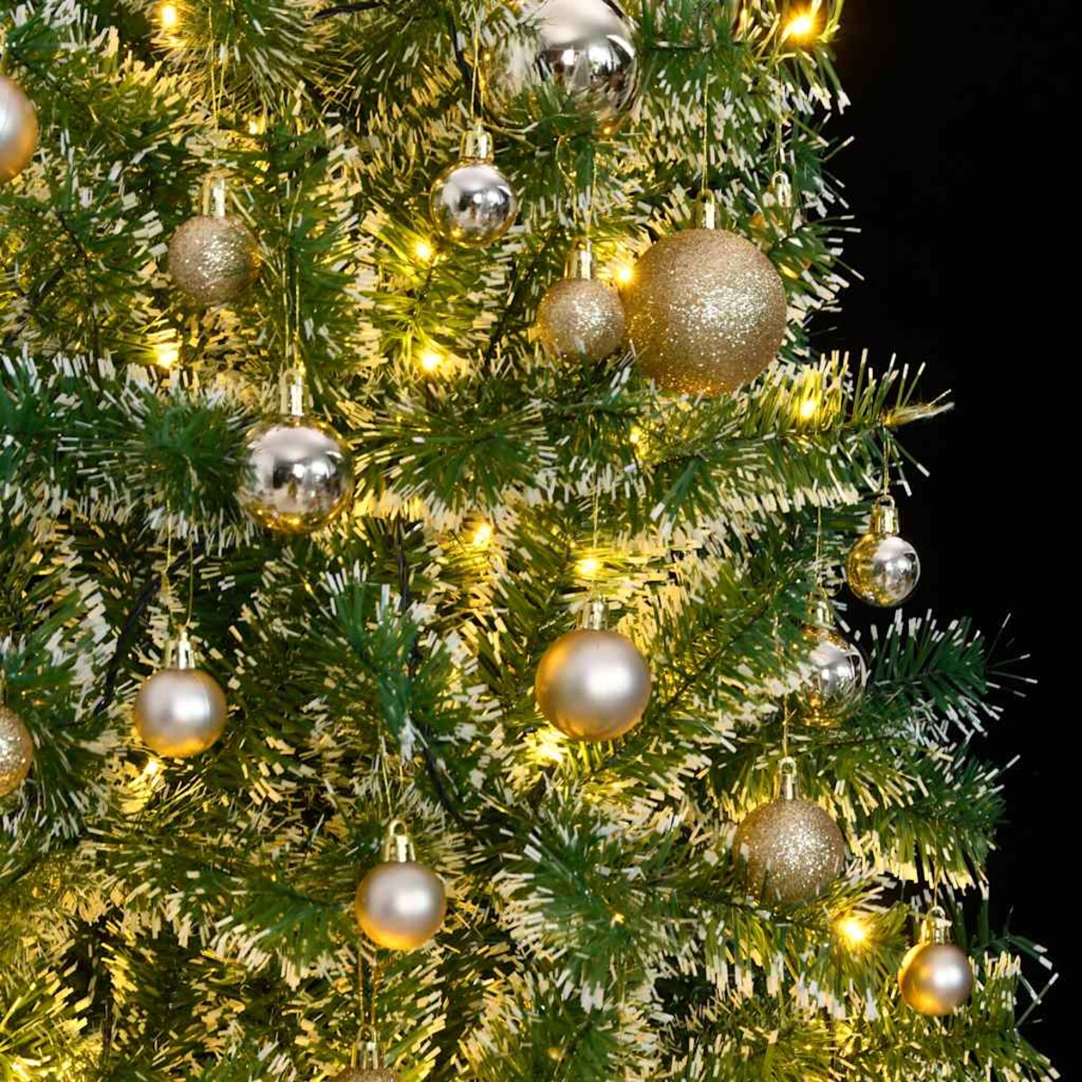 vidaXL Sztuczna choinka z 300 LED, bombkami i śniegiem, 240 cm