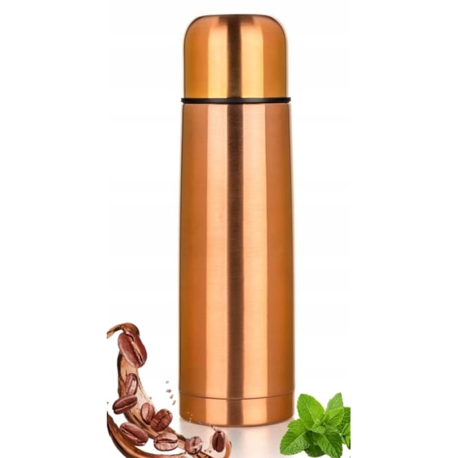 TERMOS podręczny 0,5L na napoje kawę herbatę MIEDZIANY z kubkiem prezent