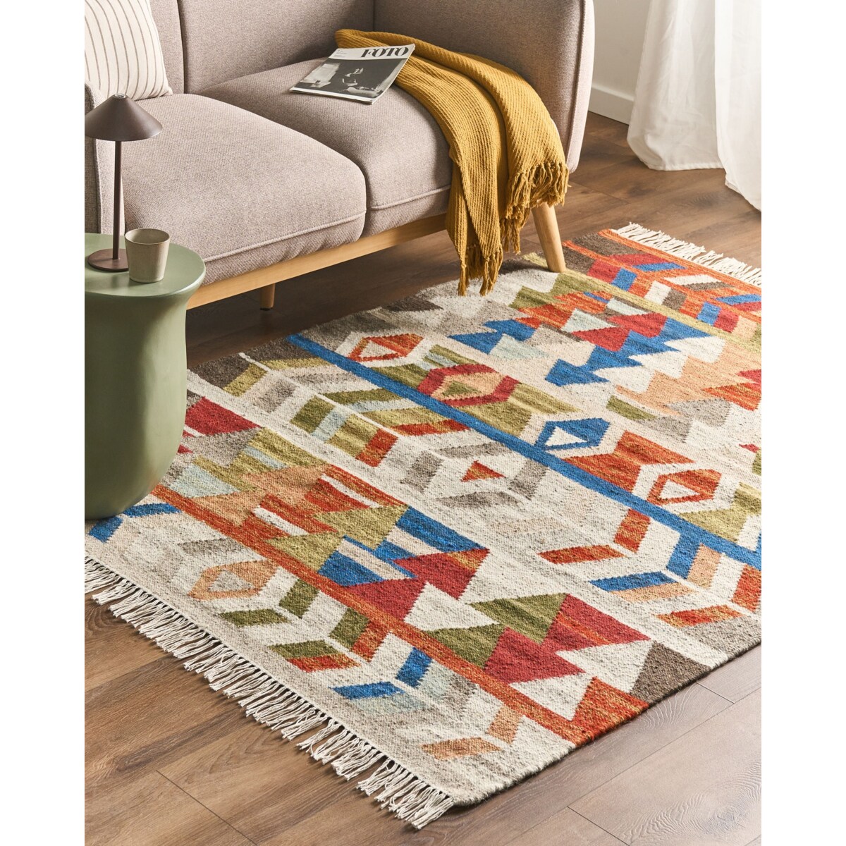 Dywan KAGHSI Kolorowy 140 x 200 cm Wełna Kilim